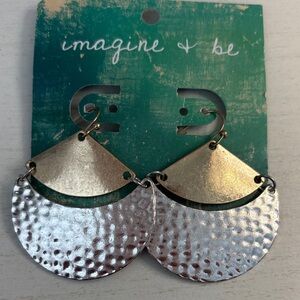 Silver Gold Tone Large Earrings Imagine That  New